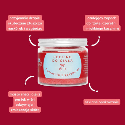 Czereśnia z kaszmirem | peeling cukrowy do ciała | 250g
