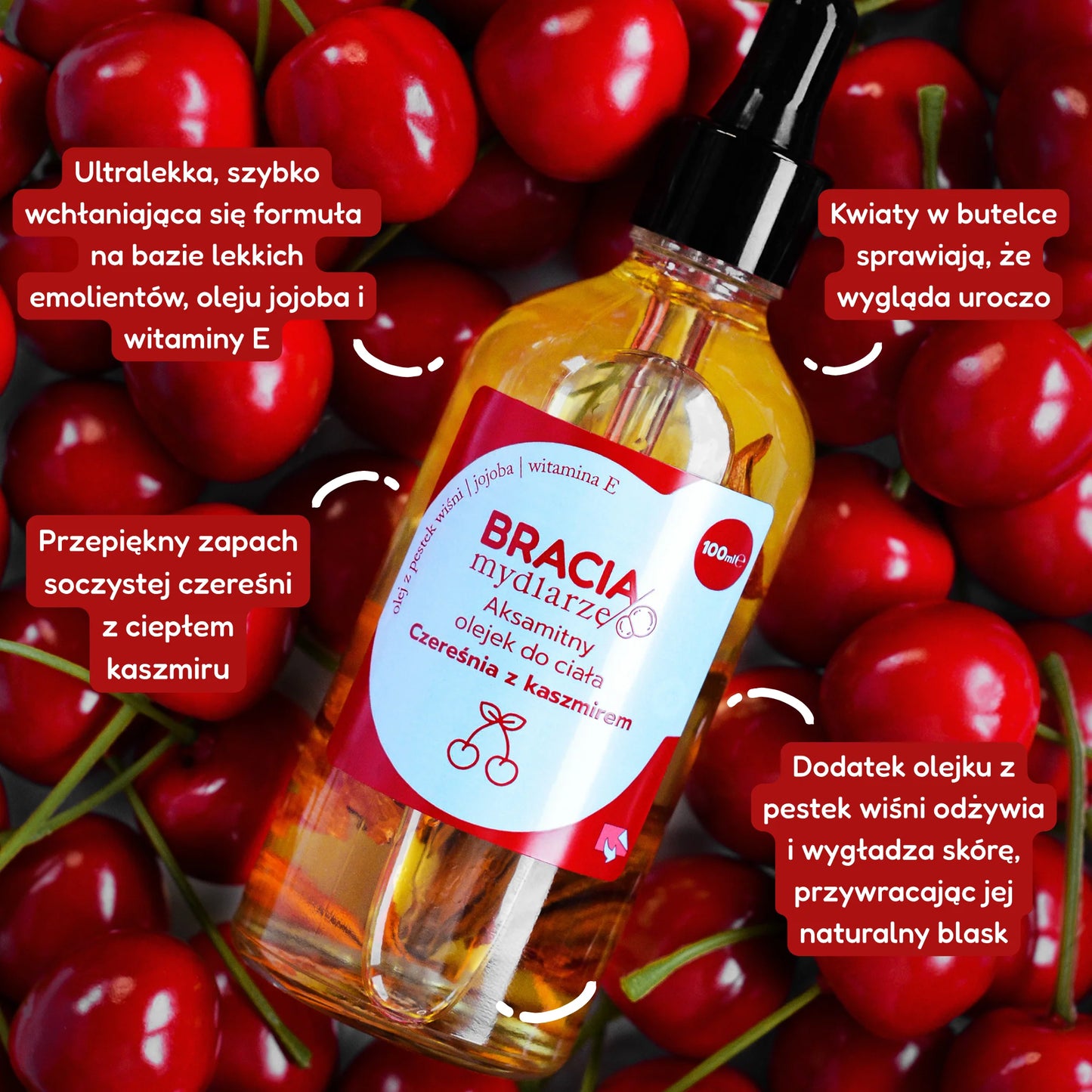 Czereśnia z kaszmirem | aksamitny olejek do ciała | 100ml