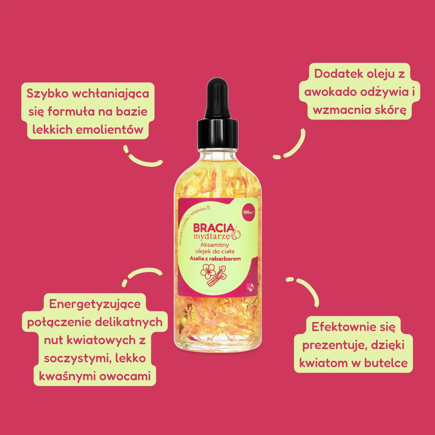 Azalia z rabarbarem | aksamitny olejek do ciała | 100ml