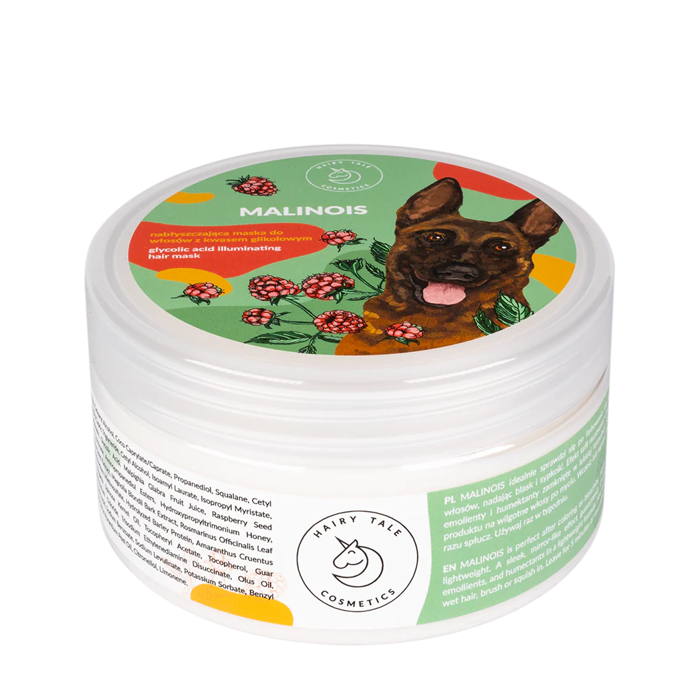 HAIRY TALE COSMETICS Malinois - nabłyszczająca maska do włosów z kwasem glikolowym 200 ml